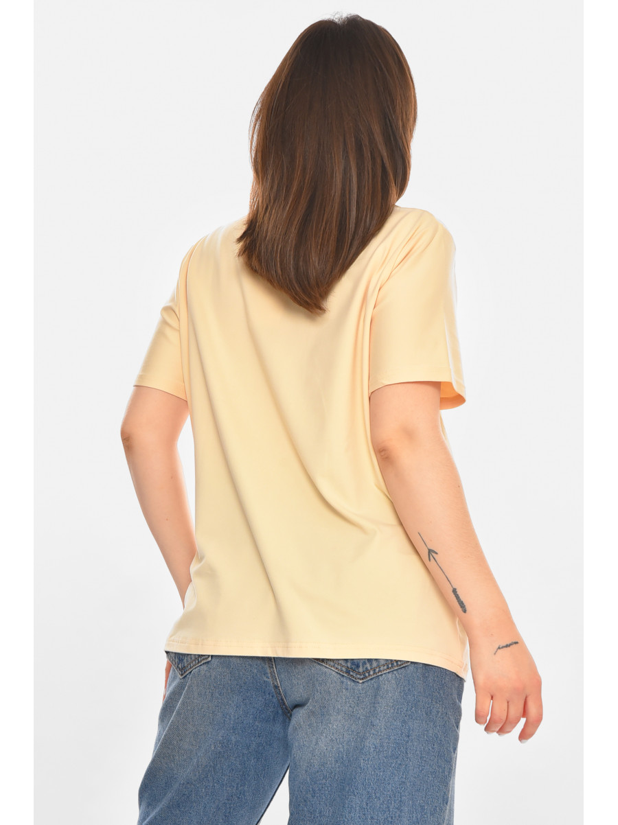 Футболка женская бежевого цвета с принтом 213457C