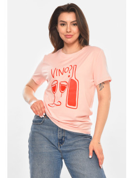 Футболка женская розового цвета с принтом 213458C