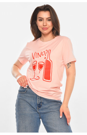 Футболка женская розового цвета с принтом 213458C