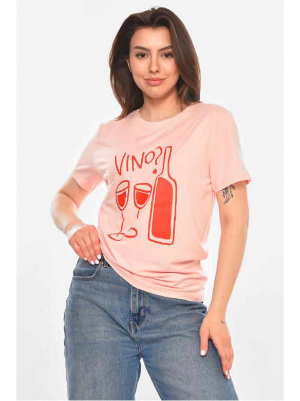 Футболка женская розового цвета с принтом 213458C