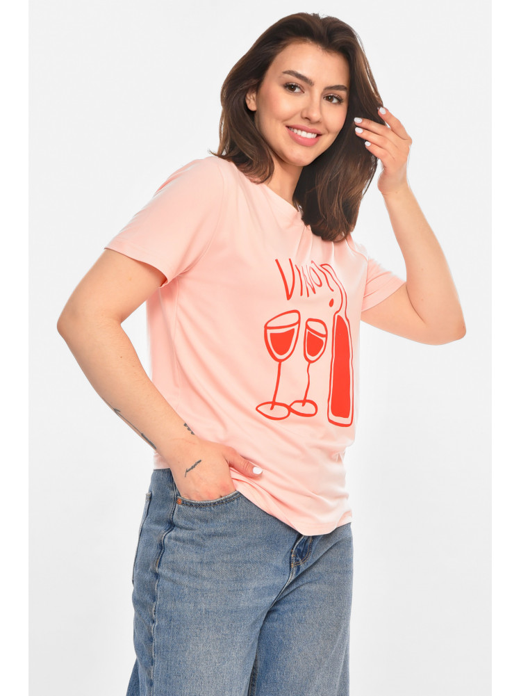 Футболка женская розового цвета с принтом 213458C