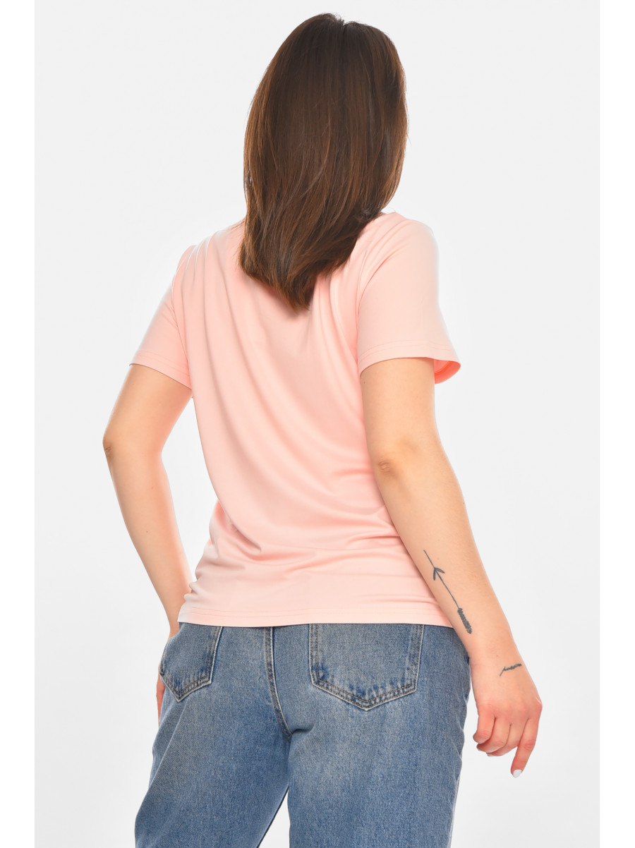 Футболка женская розового цвета с принтом 213458C