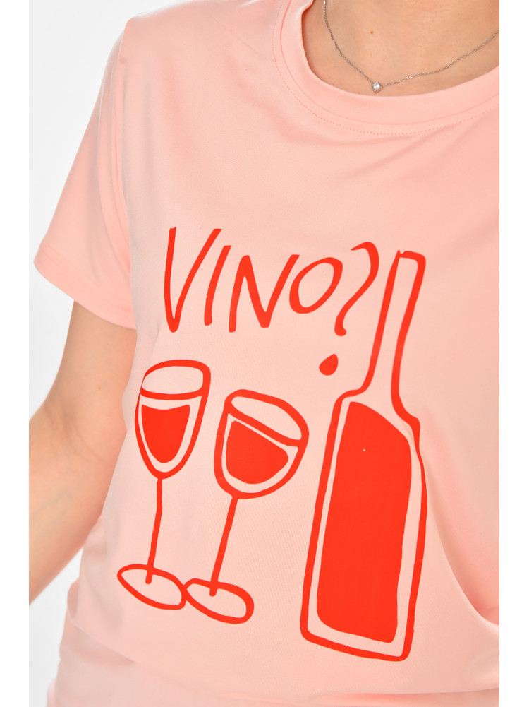 Футболка женская розового цвета с принтом 213458C
