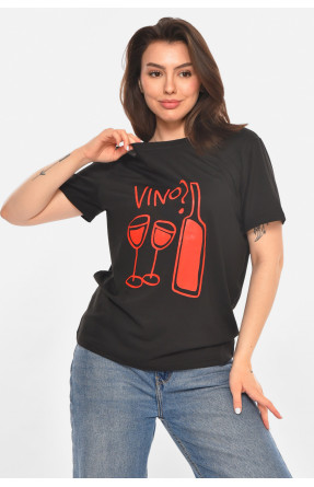 Футболка женская черного цвета с принтом 213459C