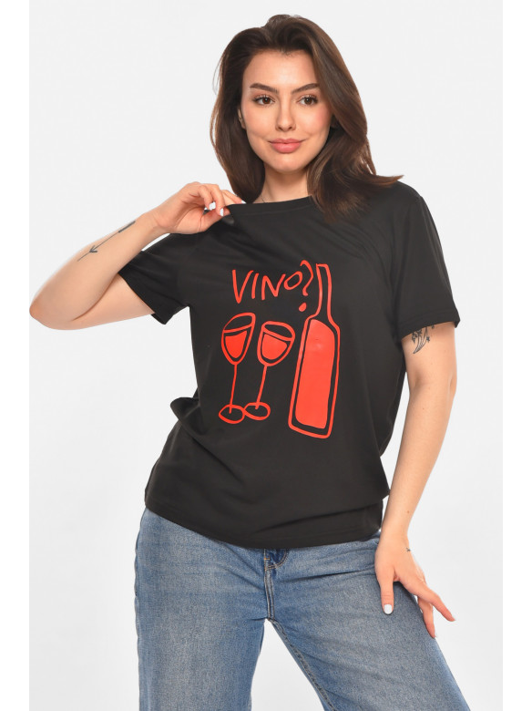 Футболка женская черного цвета с принтом 213459C