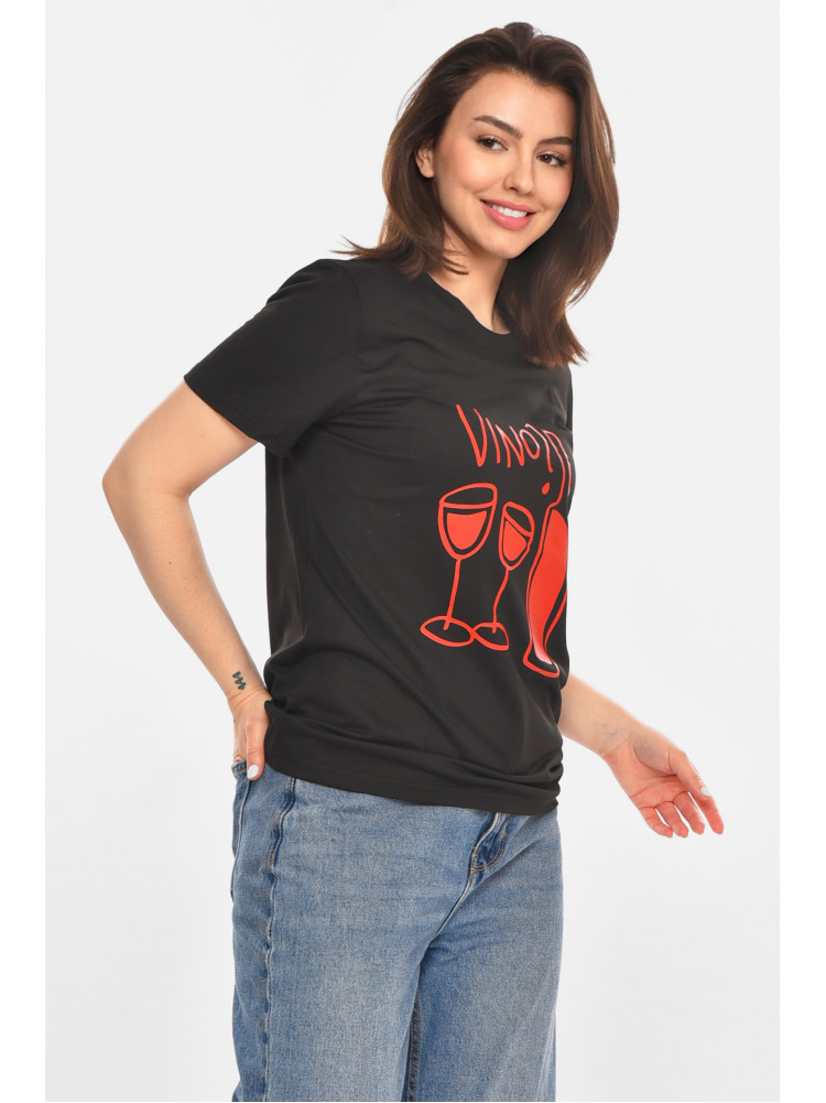 Футболка женская черного цвета с принтом 213459C