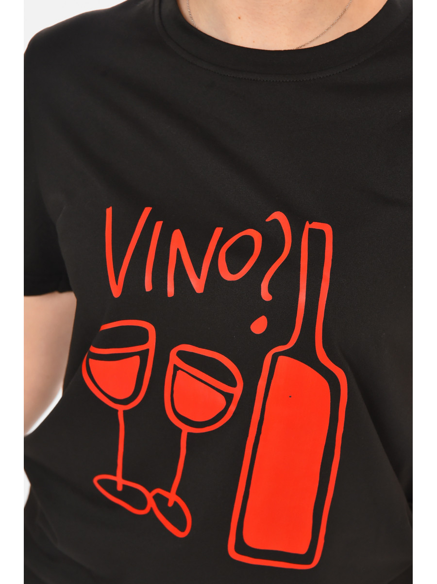 Футболка женская черного цвета с принтом 213459C