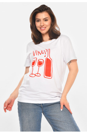 Футболка женская белого цвета с принтом 213460C