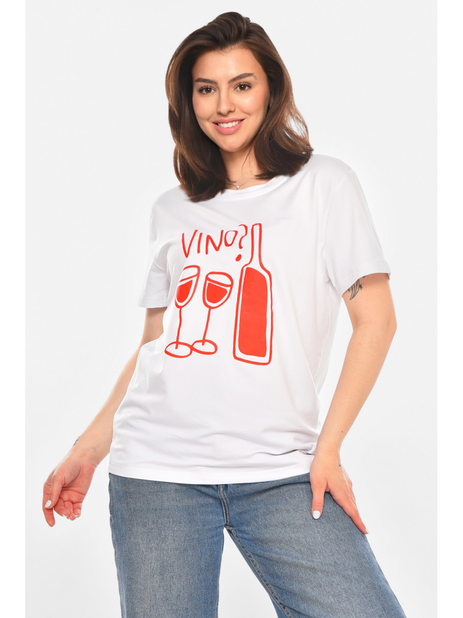 Футболка женская белого цвета с принтом 213460C