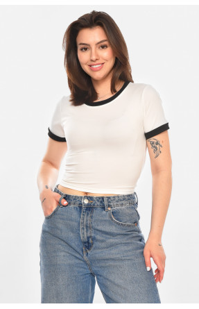 Футболка женская однотонная белого цвета 213462C