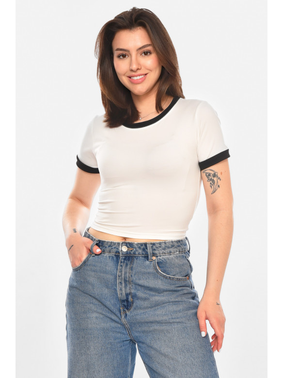 Футболка женская однотонная белого цвета 213462C