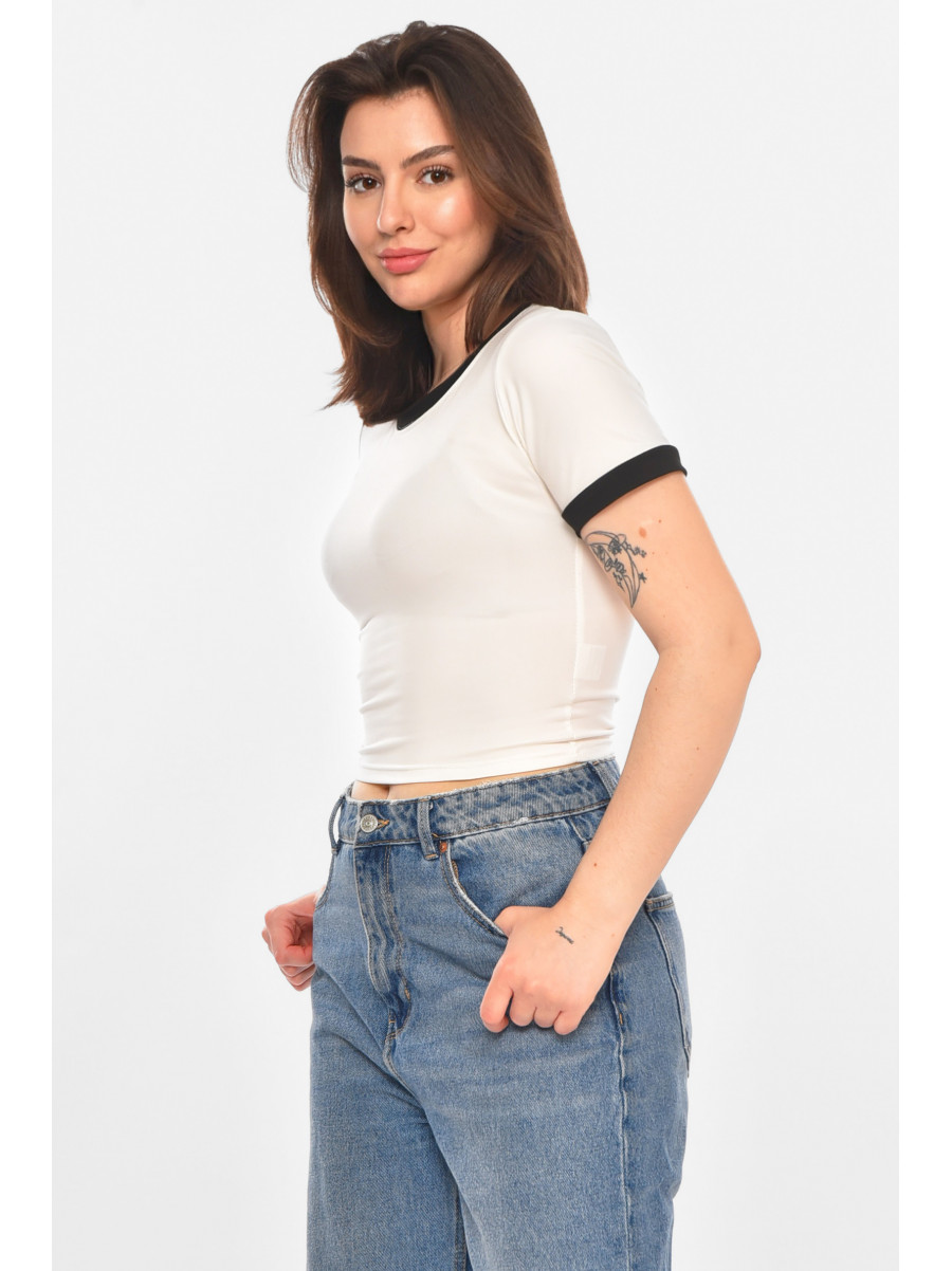 Футболка женская однотонная белого цвета 213462C