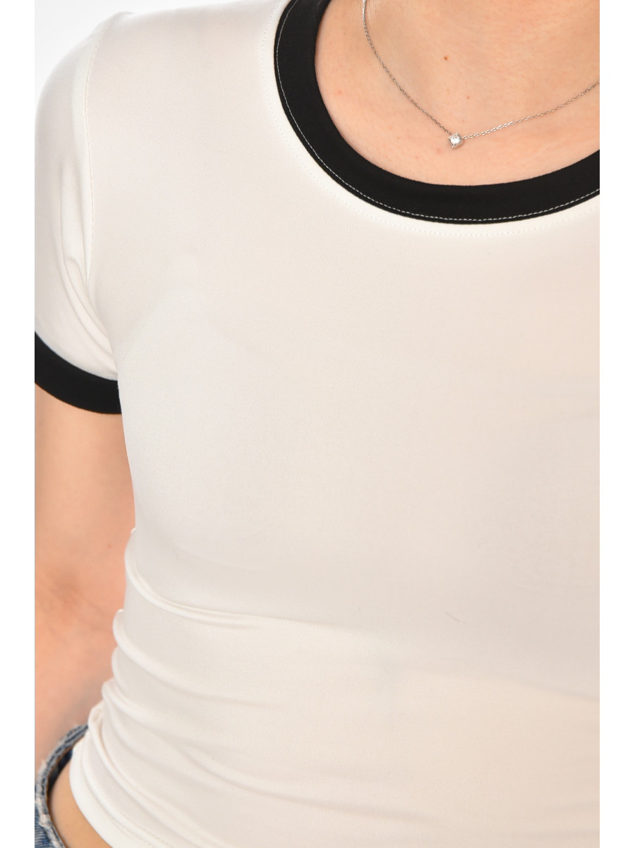 Футболка женская однотонная белого цвета 213462C