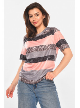 Футболка женская серого цвета с принтом 213463C