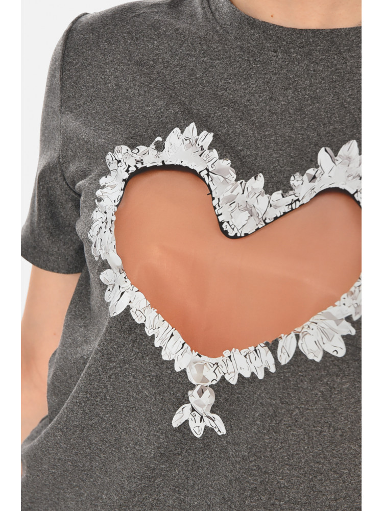 Футболка женская серого цвета с принтом 213464C