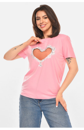 Футболка женская розового цвета с принтом 213466C