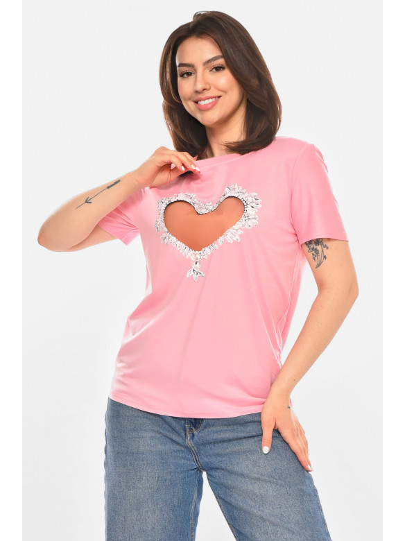 Футболка женская розового цвета с принтом 213466C