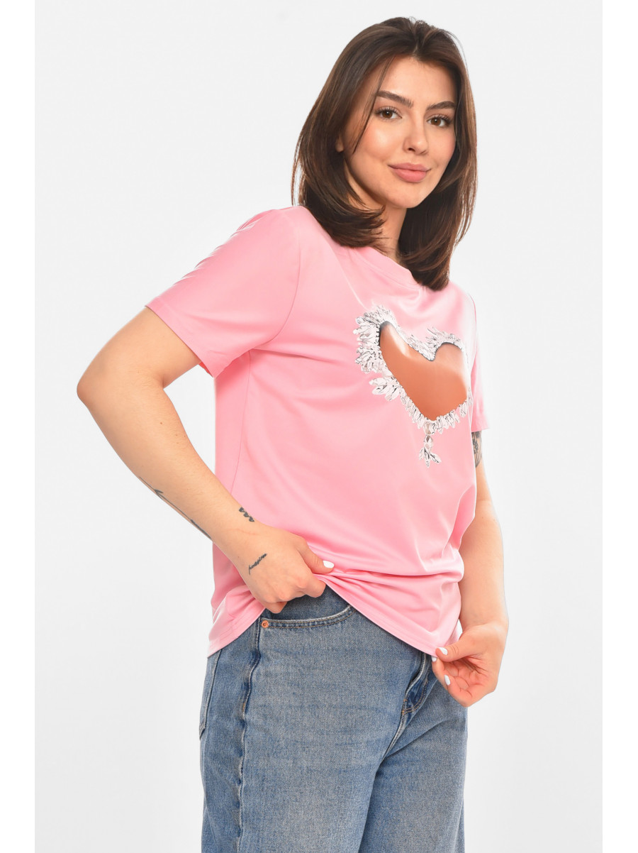 Футболка женская розового цвета с принтом 213466C