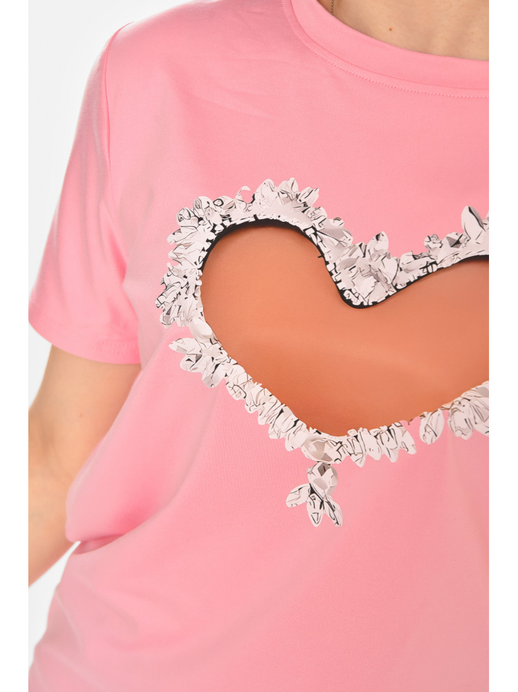 Футболка женская розового цвета с принтом 213466C