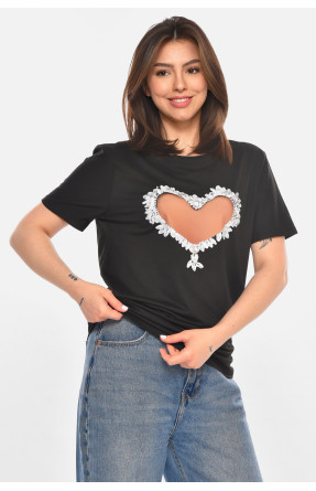 Футболка женская черного цвета с принтом 213467C