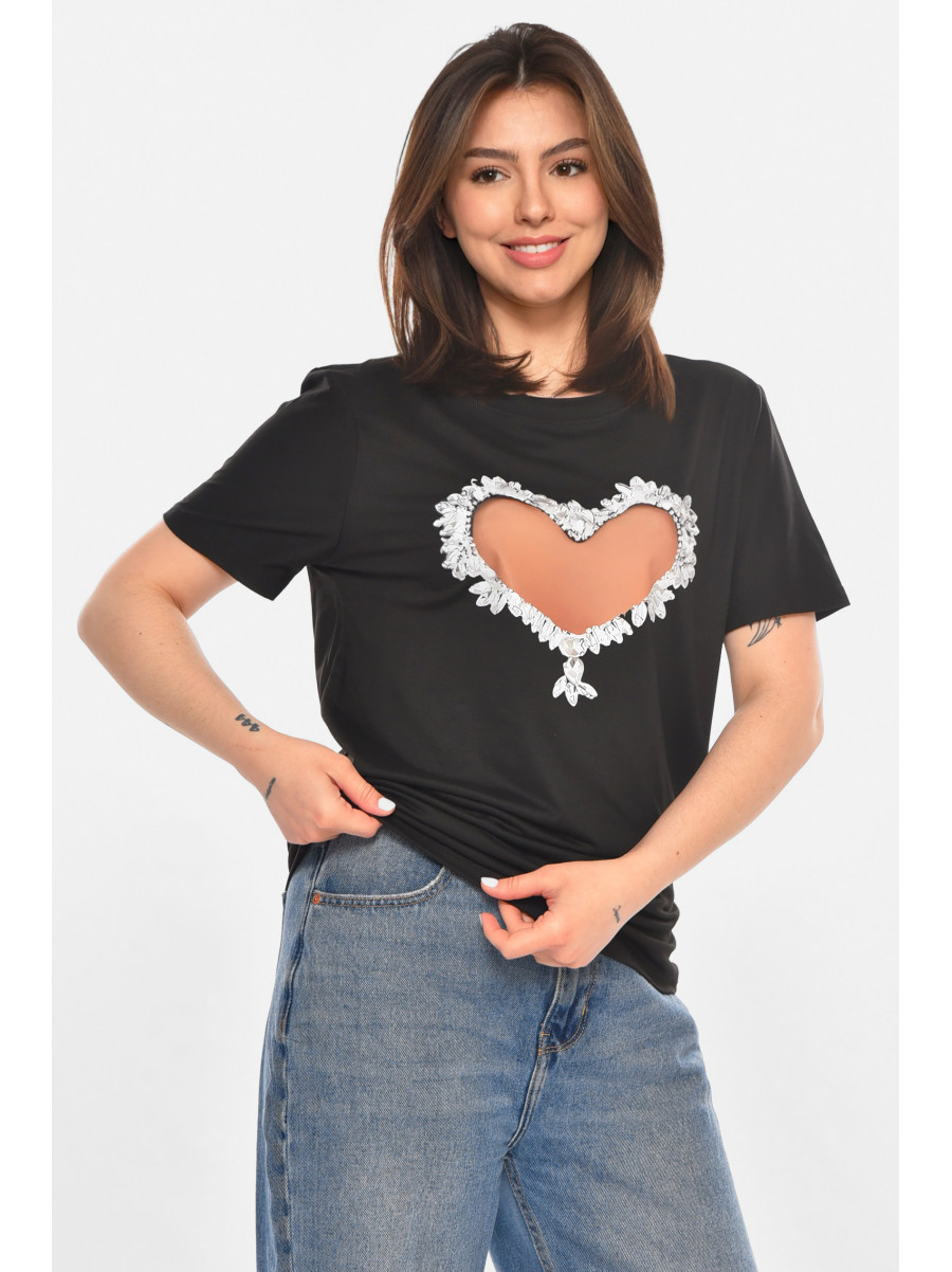 Футболка женская черного цвета с принтом 213467C