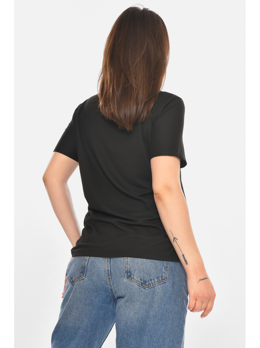 Футболка женская черного цвета с принтом 213467C