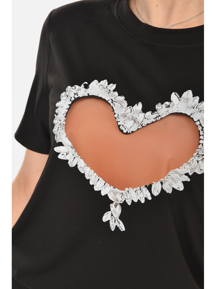 Футболка женская черного цвета с принтом 213467C