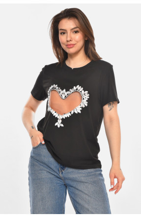 Футболка женская черного цвета с принтом 213468C