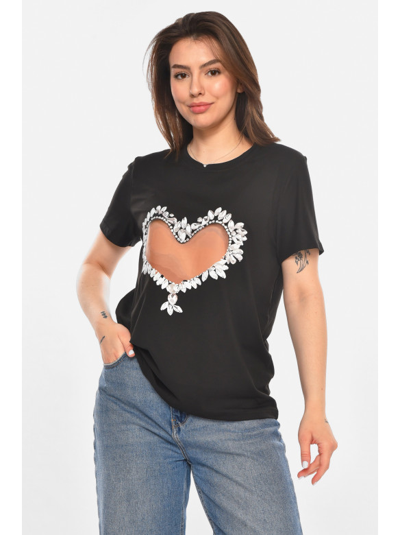 Футболка женская черного цвета с принтом 213468C