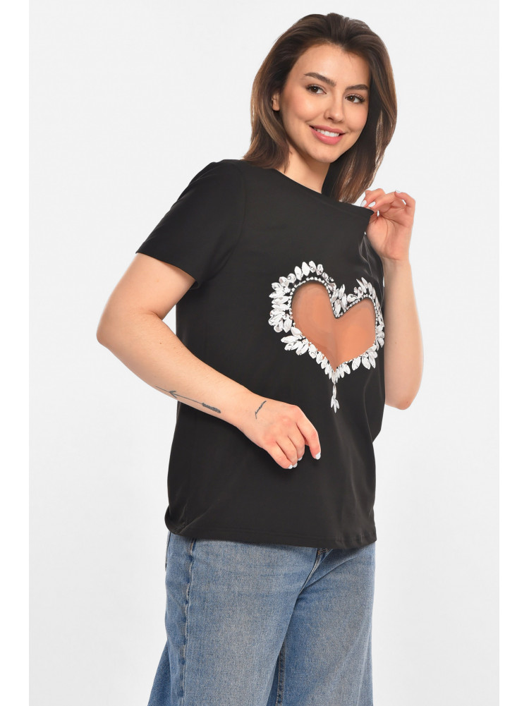 Футболка женская черного цвета с принтом 213468C