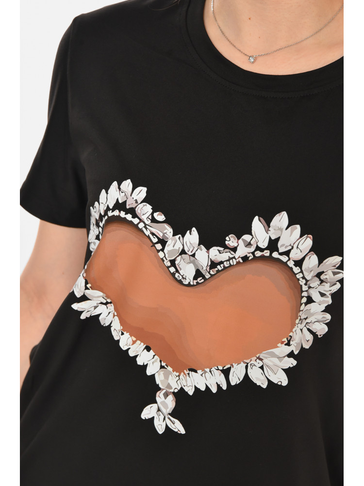 Футболка женская черного цвета с принтом 213468C