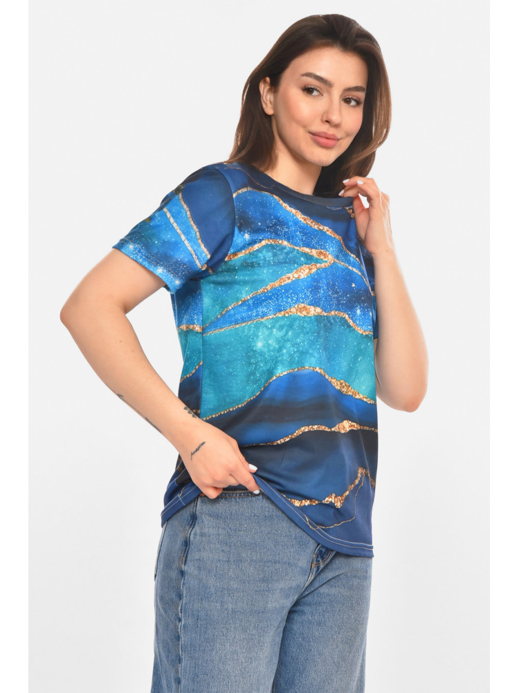 Футболка женская тёмно-синего цвета с принтом 213469C