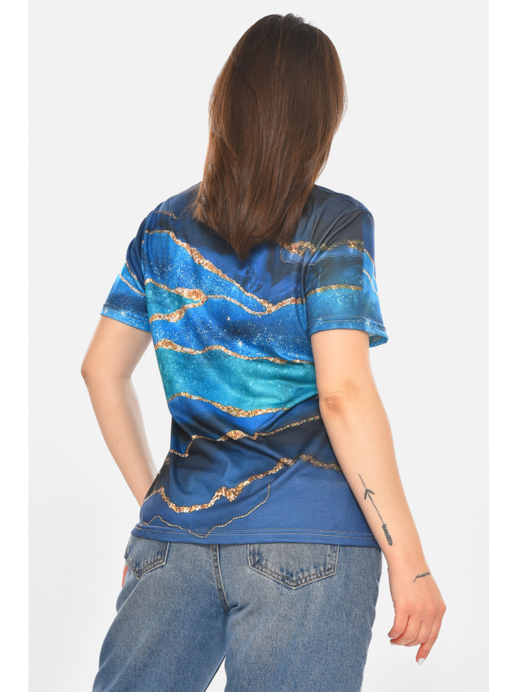 Футболка женская тёмно-синего цвета с принтом 213469C