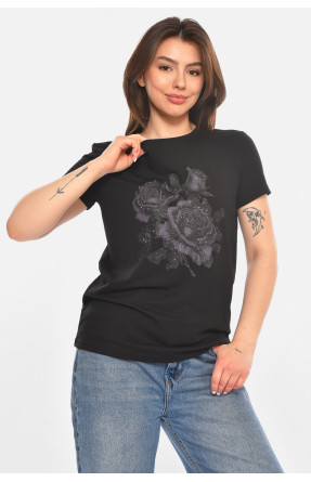 Футболка женская черного цвета с принтом 213471C