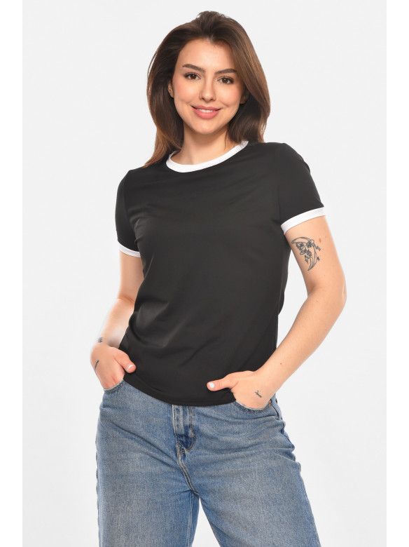 Футболка женская однотонная черного цвета 213472C