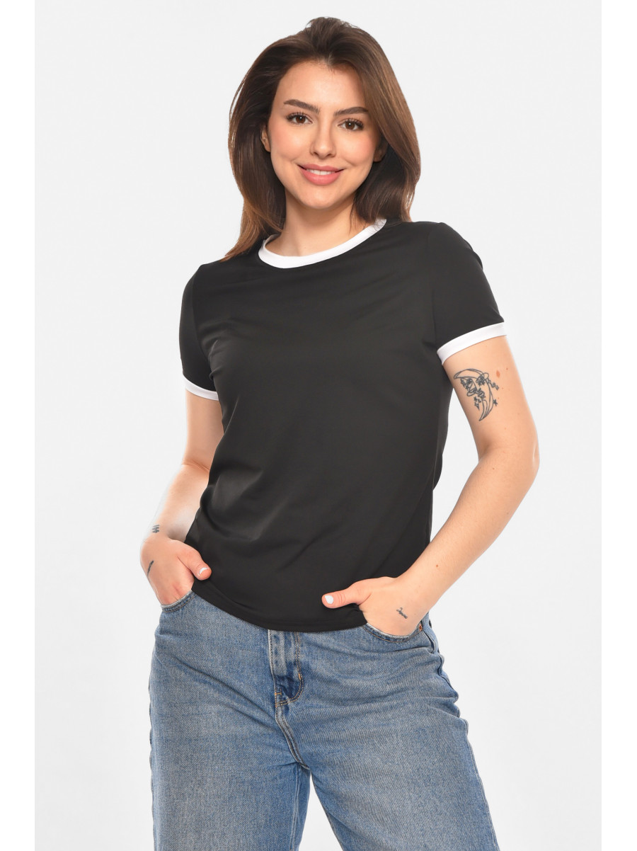 Футболка женская однотонная черного цвета 213472C