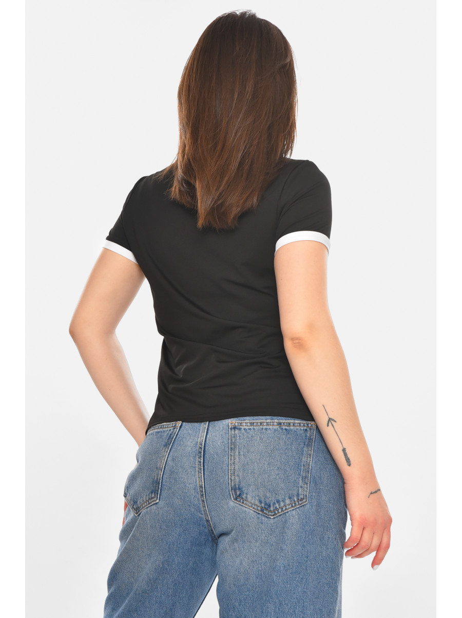 Футболка женская однотонная черного цвета 213472C