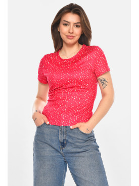 Футболка жіноча рожевого кольору з принтом 213473C