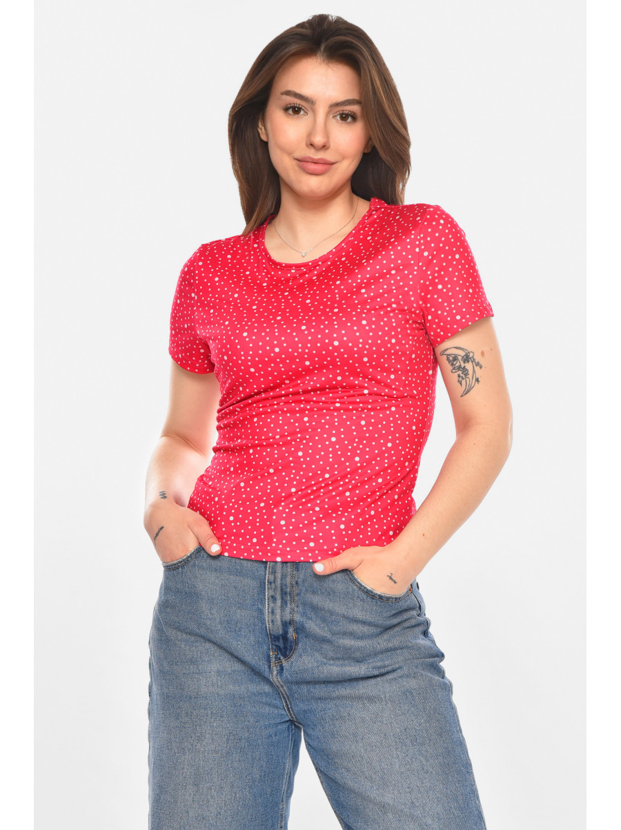 Футболка женская розового цвета с принтом 213473C