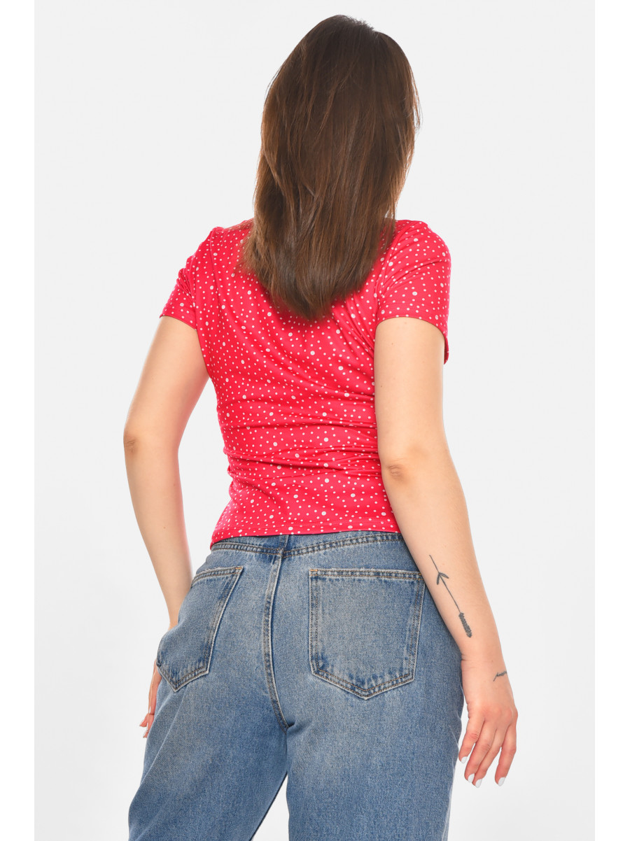 Футболка женская розового цвета с принтом 213473C