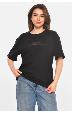 Футболка женская черного цвета с принтом 213474C