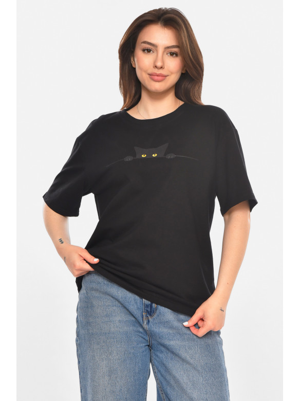 Футболка женская черного цвета с принтом 213474C