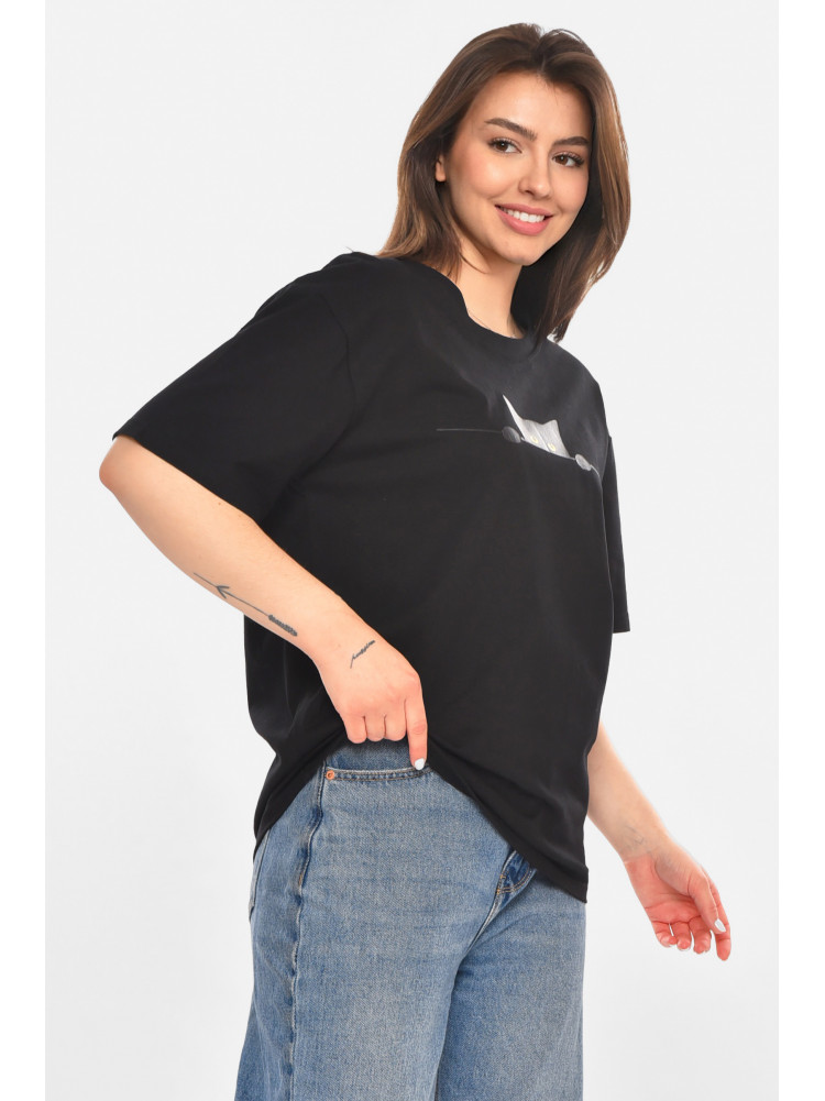 Футболка женская черного цвета с принтом 213474C