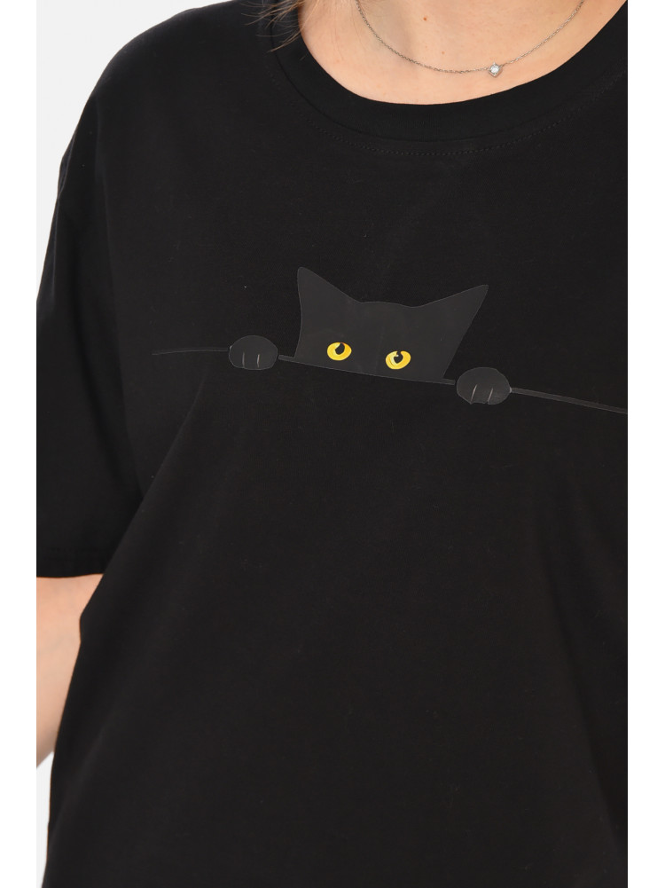 Футболка женская черного цвета с принтом 213474C