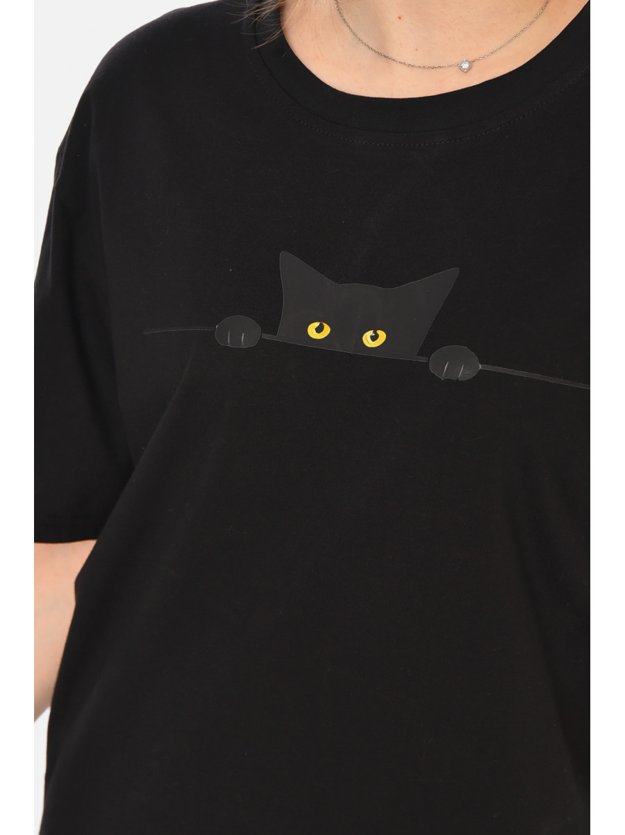 Футболка женская черного цвета с принтом 213474C
