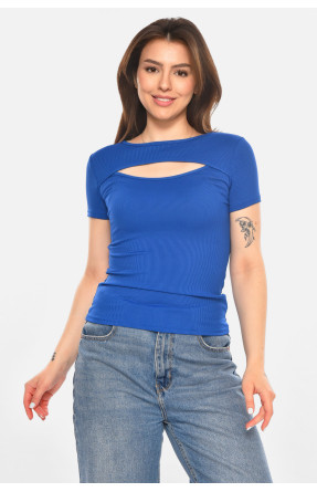 Футболка женская однотонная синего цвета 213476C