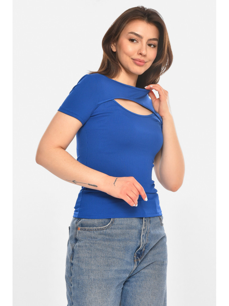 Футболка женская однотонная синего цвета 213476C