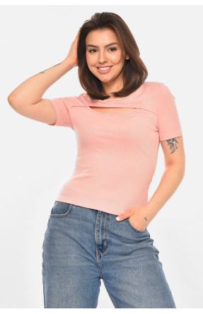 Футболка женская однотонная розового цвета 213477C