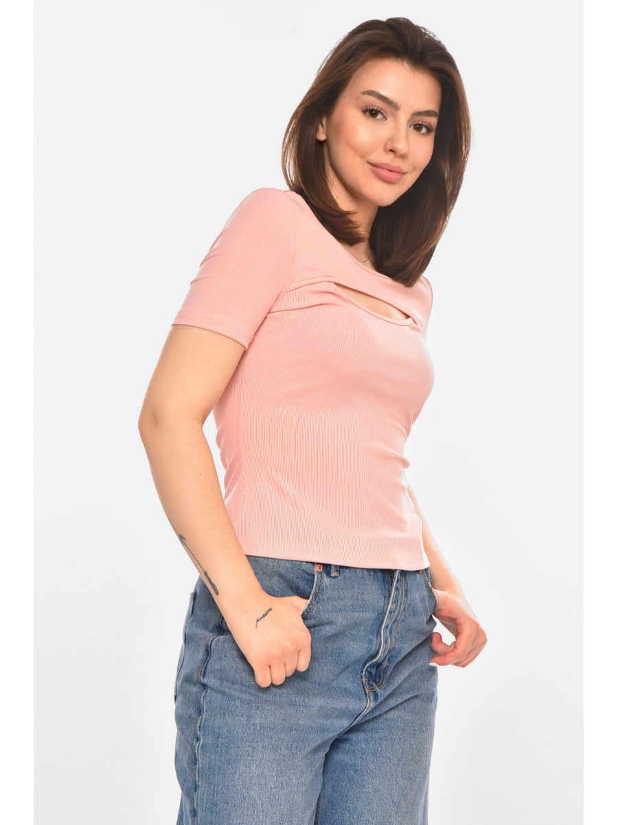Футболка женская однотонная розового цвета 213477C