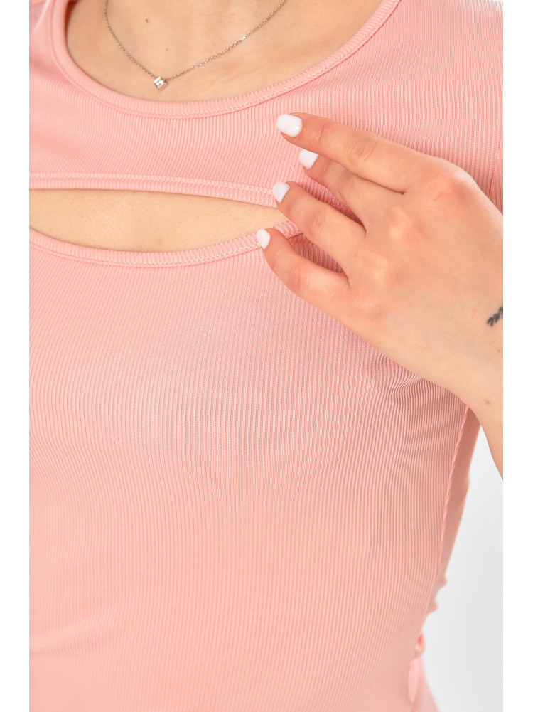Футболка женская однотонная розового цвета 213477C